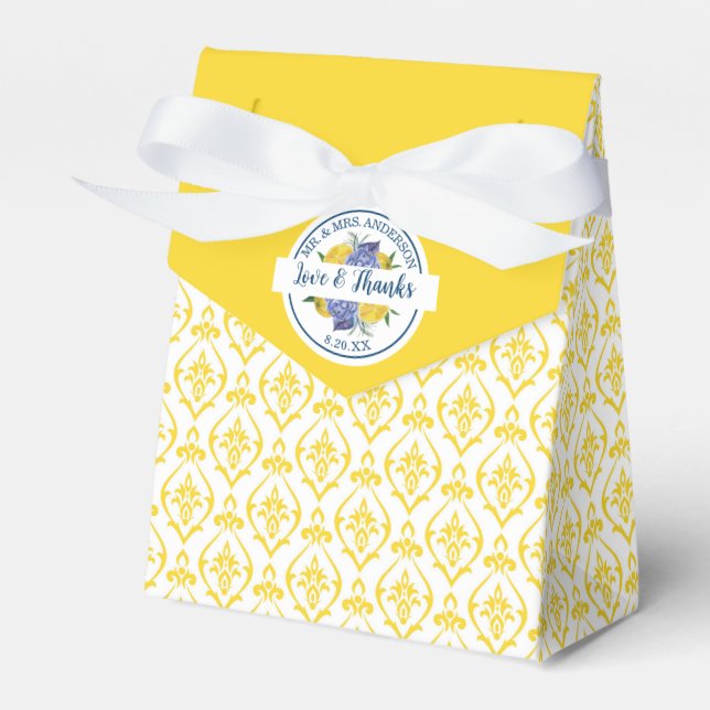 Modern Lemon Citrus Summer Wedding  Favor Box (Front Side)