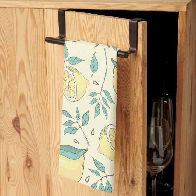 Modern Lemon Citrus Summer yellow Personalised  Ap Kitchen Towel (Thirds Fold)