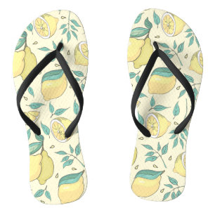Modern Lemon Citrus Summer yellow Personalised     Flip Flops