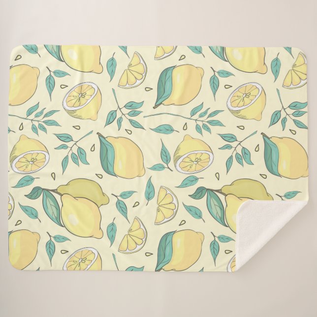 Modern Lemon Citrus Summer yellow Personalised     Sherpa Blanket (Front (Horizontal))
