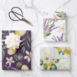 Modern Lemon floral Citrus Wedding  Wrapping Paper<br><div class="desc">Modern and pretty design featuring lemons,  white flowers and sage leaves,  all painted in watercolor. Perfect giftwrap for wedding,  anniversary and bridal shower gifts.</div>