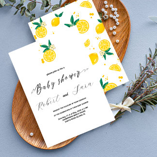 Modern Lemon floral Garden baby shower Party Invitation