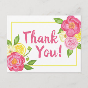 Modern Lemon Floral Thank You Card