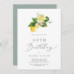 Modern Lemon Garden 30th Birthday Invitation<br><div class="desc">This modern lemon garden 30th birthday invitation is perfect for a spring or summer birthday party. The rustic mediterranean design features bright and beautiful watercolor lemons with bohemian white flowers and elegant green leaves.</div>