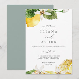Modern Lemon Garden Casual Wedding Invitation