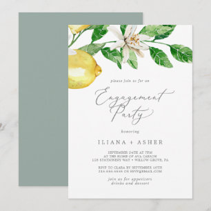 Modern Lemon Garden Engagement Party Invitation