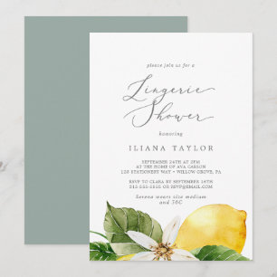 Modern Lemon Garden Lingerie Shower Invitation