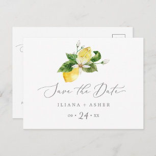 Modern Lemon Garden Save the Date Postcard