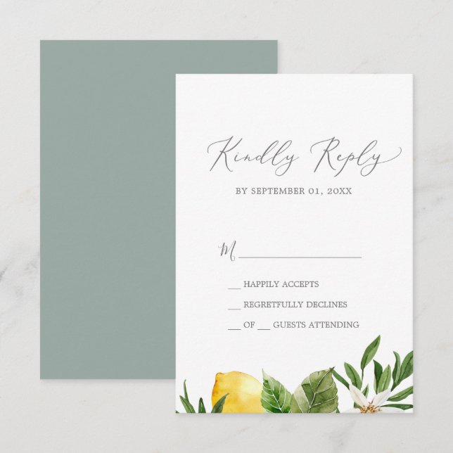 Modern Lemon Garden Simple RSVP Card (Front/Back)