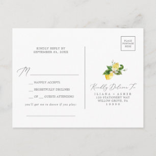 Modern Lemon Garden Song RSVP Postcard