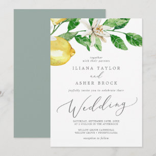 Modern Lemon Garden Wedding Invitation