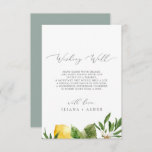 Modern Lemon Garden Wishing Well Card<br><div class="desc">This modern lemon garden wishing well card is perfect for a spring or summer wedding. The rustic mediterranean design features bright and beautiful watercolor lemons with bohemian white flowers and elegant green leaves. Personalize this invitation enclosure card with your names,  and a short wishing well poem.</div>