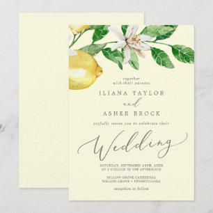 Modern Lemon Garden Yellow Wedding Invitation