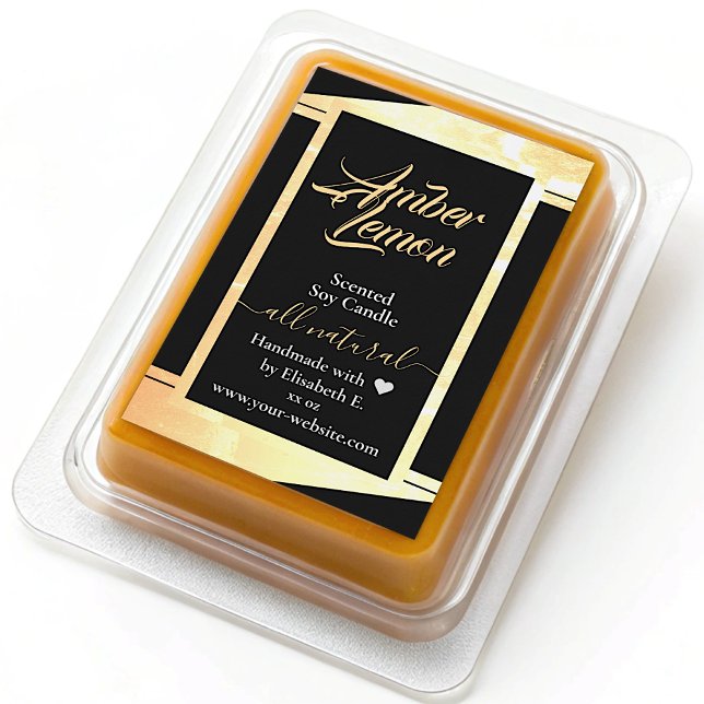 Modern Lemon Gold Product Candle Packaging Label (Creator Uploaded)
