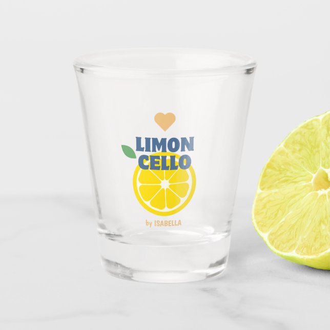 Modern Lemon Heart Limoncello Favour Gift Merch Shot Glass (Front)
