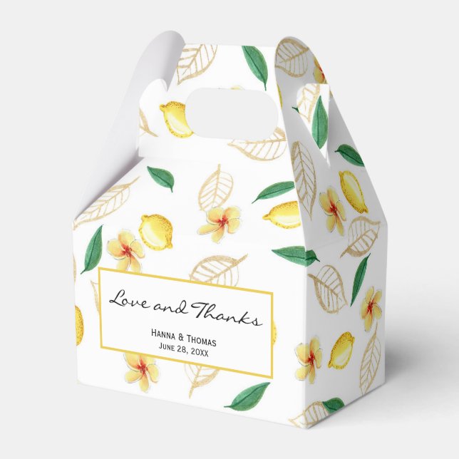 Modern Lemon Love and Thanks Wedding Favor Box (Front Side)