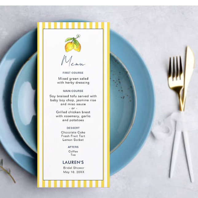 Modern Lemon Main squeeze Bridal shower Menu (Creator Uploaded)