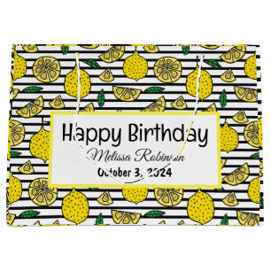 Modern lemon Pattern Birthday Large Gift Bag