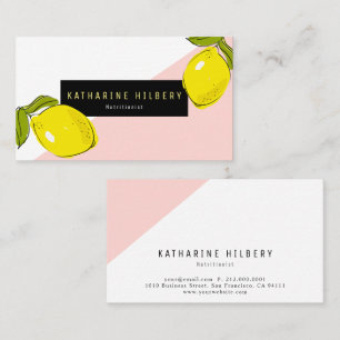 Modern Lemon Pink White Block Business Card
