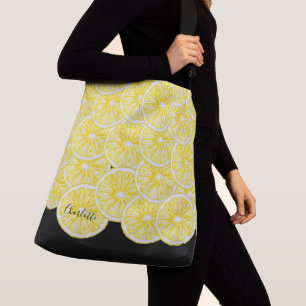 Modern Lemon Slices Watercolor Pattern Crossbody Bag