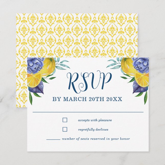 Modern Lemon Summer Wedding RSVP (Front/Back)
