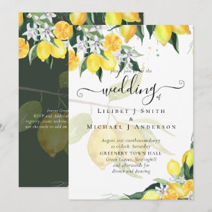 Modern Lemon Tree Wedding Invite Elegant