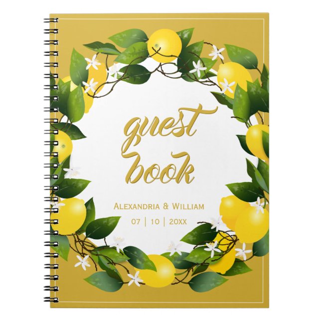 Modern Lemon Wreath Garden | Wedding Guest Notebook (Front)
