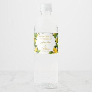 Modern Lemon Wreath Garden   Wedding Water Bottle Label