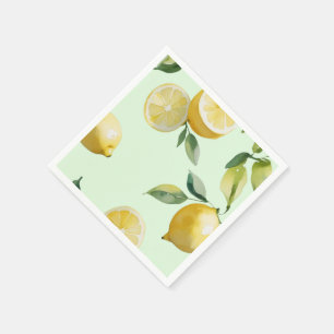 Modern lemon yellow floral script bridal shower napkin