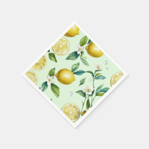 Modern lemon yellow floral script bridal shower napkin