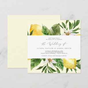 Modern Lemon Yellow Square Wedding Invitation