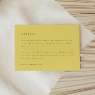 Modern Lemon Yellow Wedding Details & Website Enclosure Card