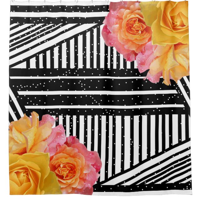 Modern Lemonade Roses Black & White Stripes (Front)