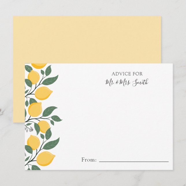 Modern Lemons and Leaves Advice for Mr. and Mrs. (Front/Back)