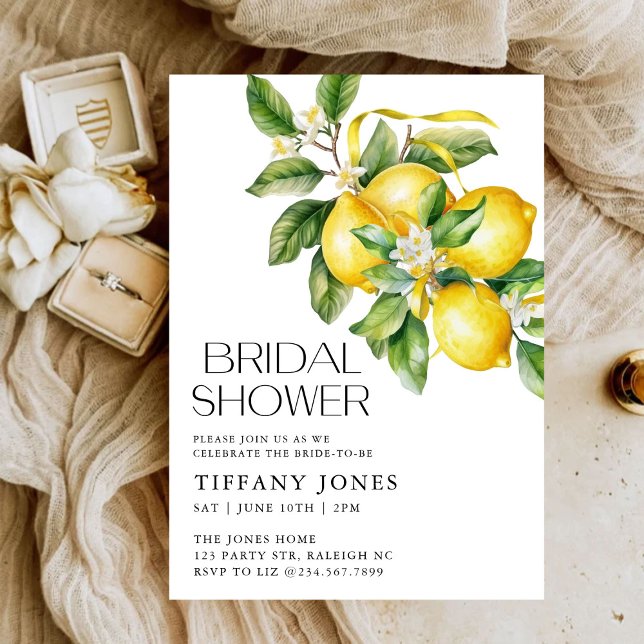 Modern Lemons Citrus Bridal Shower Invitation (Creator Uploaded)
