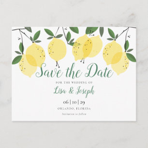 Modern Lemons Elegant Save the Date Postcard