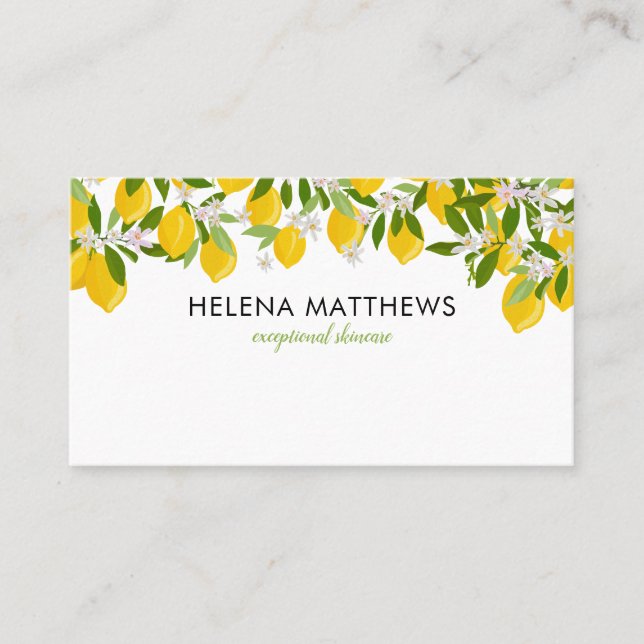 Modern Lemons Greenery Business Card (Front)