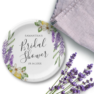 Modern Lemons & Lavender Bridal Shower  Paper Plate