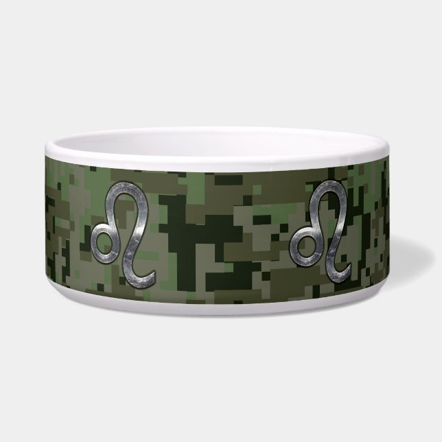 Modern Leo Zodiac Sign on Green Digital Camo (Front)