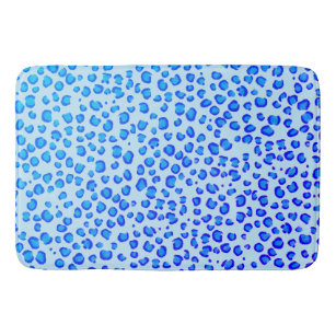 Modern Leopard Animal Print Pattern Blue Purple Bath Mat