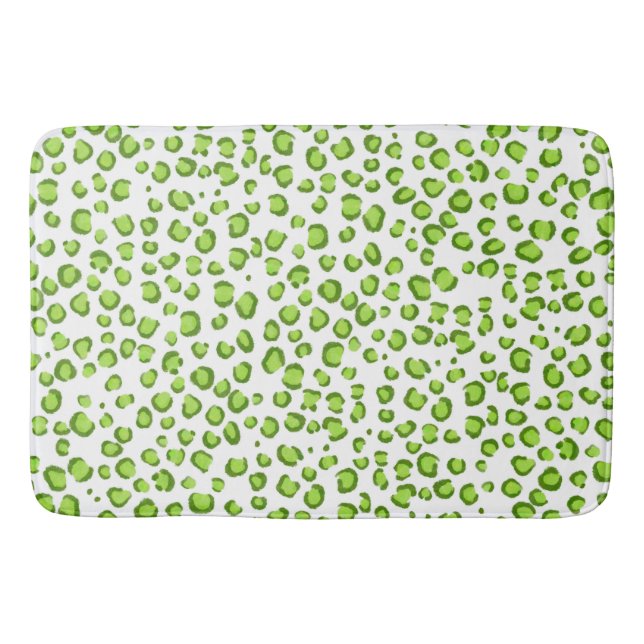 Modern Leopard Animal Print Pattern Green Bath Mat (Front)