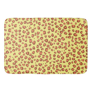 Modern Leopard Animal Print Pattern Red Yellow Bath Mat