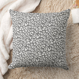 Modern Leopard Charcoal Grey Animal Print Pattern Throw Pillow