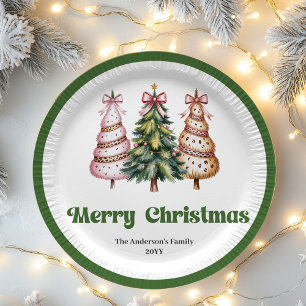 Modern Leopard Christmas Tree Personalized Paper  Plate