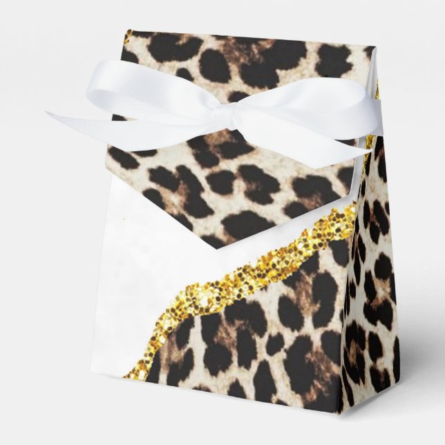 Modern Leopard Gold Agate Geode Monogram Favour Bo Favor Box (Front Side)