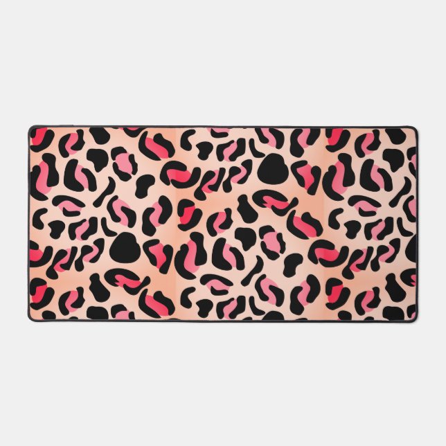 Modern Leopard Pattern Animal Print Desk Mat (Front)
