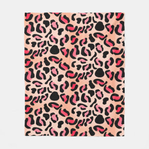 Modern Leopard Pattern Animal Print Fleece Blanket