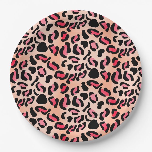 Modern Leopard Pattern Animal Print Paper Plate (Front)