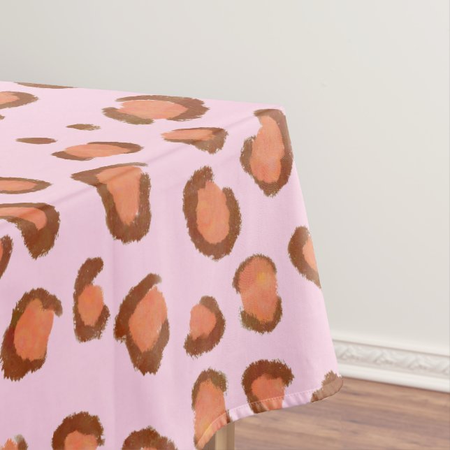 Modern Leopard Pattern Animal Print Red Pink Tablecloth (In Situ)