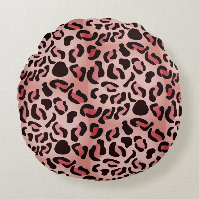 Modern Leopard Pattern Animal Round Pillow (Front)